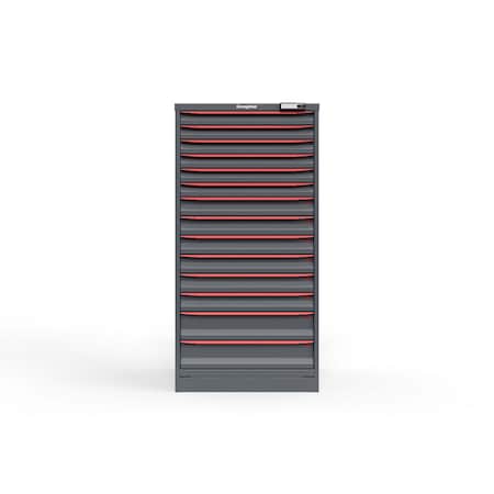 Strong Hold 14 drawer cabinet - (6x 2ft, 6x 3ft, 2x 5ft) - Red accents - Electronic Lock S3060-PPRAS-1401DS