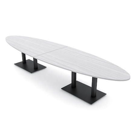 Skutchi Designs Oval Conference Table With Power, 48 in W, 168 in L, White HAR-OVL-48X168-DOU.BK-WA7976-NA