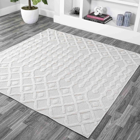 Jonathan Y Peralta Moroccan Diamond Ivory 5 ft Square Indoor/Outdoor Area Rug IBZ103D-5SQ