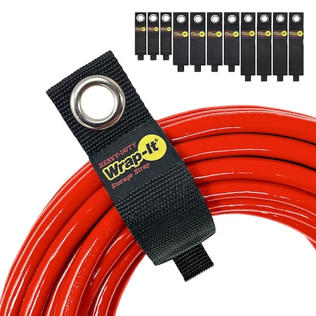 Wrap-It Hook & Loop Cable Straps, 10 in, 13 in, and 17 in, 4 in W, Black, 12 PK A112-234BX
