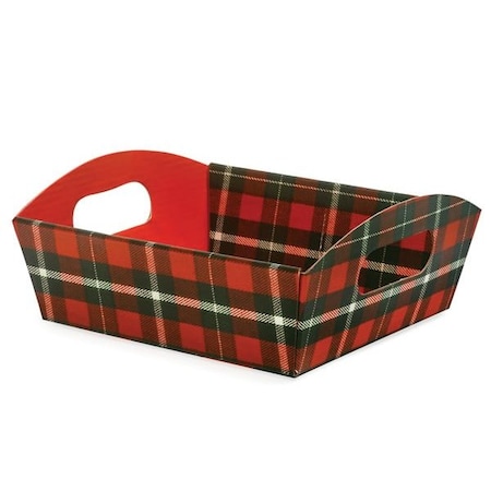 Nashville Wraps Christmas Plaid Shallow Folding Market Tray, Small, 6PK SFMTCP