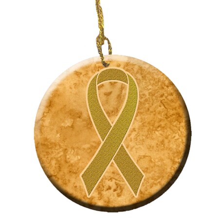 Carolines Treasures Gold Ribbon for Childhood Cancers Awareness Ceramic Ornament- 2.81 Dia AN1209CO1