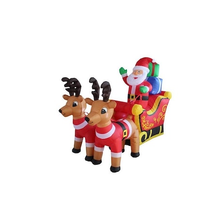 Santas Forest Inflatable Santa Sleigh, 4 ft H, Polyester, Multi-Color, Internal Light 93022