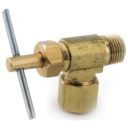 Anderson Metals Straight Needle Shut-Off Valve, 1/4 x 1/8 in Connection, Compression x MIP, Brass Body 759103-0402