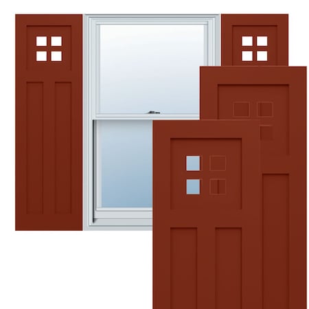 Ekena Millwork True Fit PVC San Antonio Mission Style Fixed Mount Shutters, Pepper Red, 15W x 62H, PR TFP001ST15X062MR