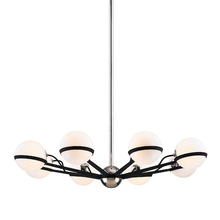 Troy Lighting Ace 8 Light Chandelier 37.75 In. Carbide Blk With Polished Nickel Accents F7164-TBK/PN