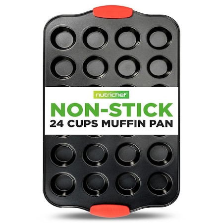 Nutrichef 24-Cup Nonstick Mini Muffin Pan, Black BKNCSBS10SMUFP