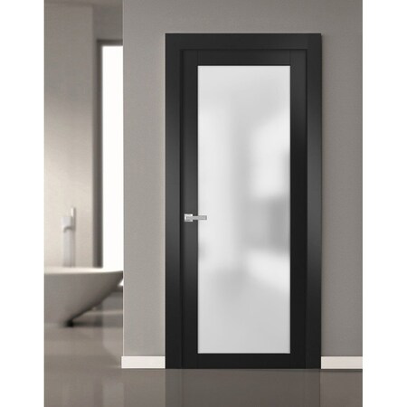Sartodoors Solid French Door Planum 2102 Black Solid Core Modern Interior PLANUM2102ID-BLK-18