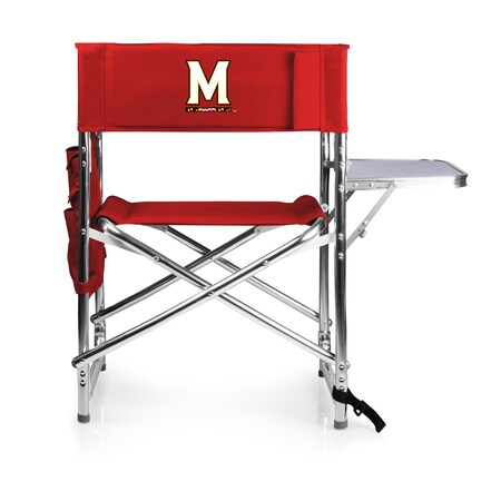 Picnic Time Family Of Brands NCAA Maryland Terrapins Sports Chair with Side Table - Beach Chair - Camp Chair for Adults, Red 809-00-100-314-0