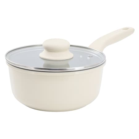 Gibson Home Barnsdall 2 Quart Ceramic Nonstick Aluminum Saucepan in Ivory with Lid 137713.02