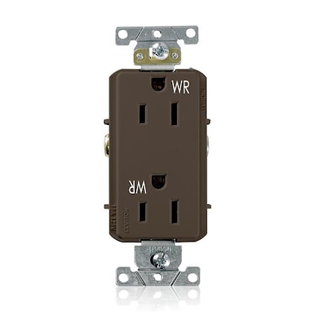 Leviton Receptacle Outlet, 15A, Brown, 125V WDR15