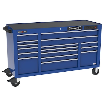 Proto 550 Series Rolling Tool Cabinet, 16 Drawer, Blue, 67 in W x 25-1/4 in D x 41 in H J556741B16BLPDP