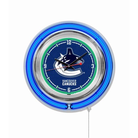 Holland Bar Stool Co Vancouver Canucks Double Neon 15" Clock, NHL Clk15VanCan