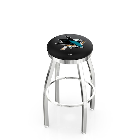 Holland Bar Stool Co 25" Chrome San Jose Sharks Swivel Bar Stool, Accent Ring L8C2C25SJShar