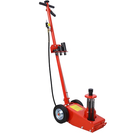 Wrightmaster 35 Ton Hydraulic Air-Operated Axle Bottle Jack with 4 Extension Saddles & Built-In Wheels, Red ZR-W46564155