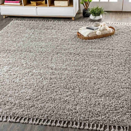 Jonathan Y Mercer Shag Plush Tassel Gray 4 ft. x 6 ft. Area Rug MCR100E-4