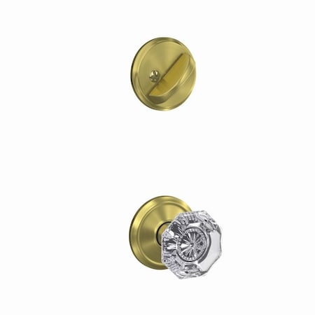 Schlage Residential Schlage Custom Alexandria Glass Knob with Alden Rose Interior Active Trim with 16680 Latch and FC59ALX608ALD