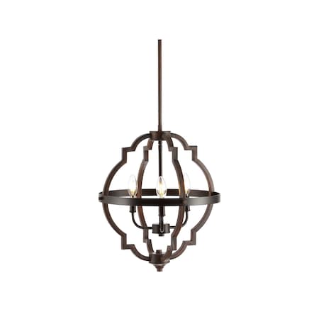 Jonathan Y Ogee 16.8 in. 3-Light Adjustable Iron Rustic Industrial LED Pendant, Oil Rubbed Bronze JYL7513A