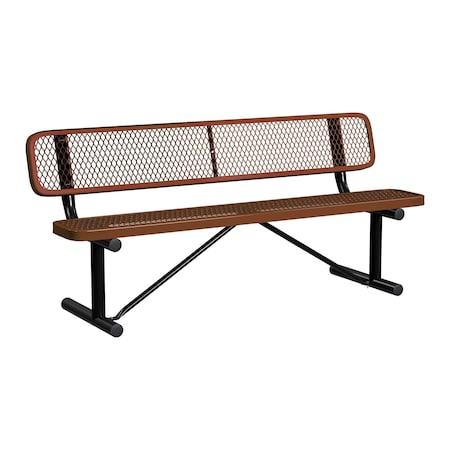 Leisure Craft Bench/Back, Portable, 6ft., Brown B6WBP-BROWN