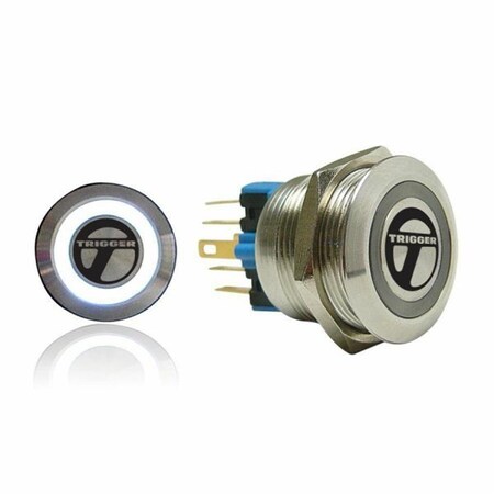 Autoloc Power Accessories AUTSW39W 16mm Latching Billet Button with LED White Ring 525