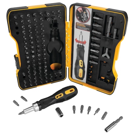 Performance Tool 101 pc. Ratcheting Bit Driver Set, S2 Bits, Magnetic Holder, Storage Case W1719