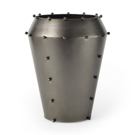 Homeroots 12" Gray Metal Table Vase 608293