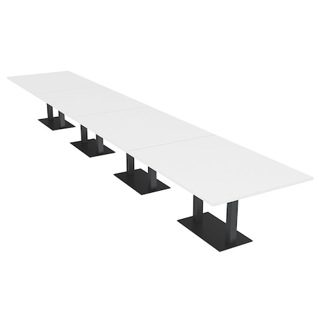 Skutchi Designs Rectangle Conference Table With Power Unit, 48 in W, 240 in L, White HAR-REC-48X240-DOU.BK-W960-NA
