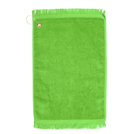 Towelsoft Premium Fringed Velour Golf Towel with Corner Hook &Grommet Placement-Lime Golf-EV1407CL-LME