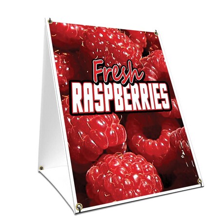 Signmission Fresh Raspberries, 24 Inch x 18 Inch A-frame Yard Sign, Plastic Sign SBC-1824-Fresh Raspberries