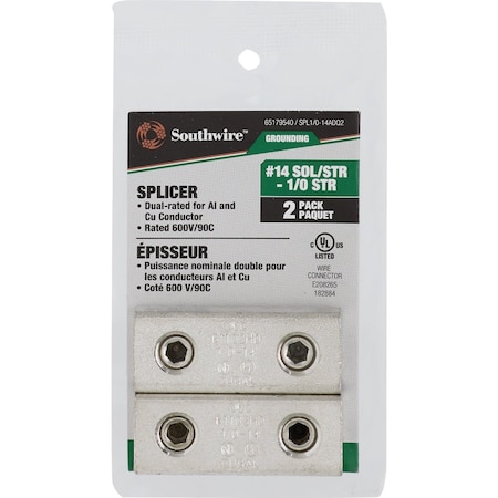 Southwire No, 14 STR No, 1/0 STR Splicer, 2PK 65179540