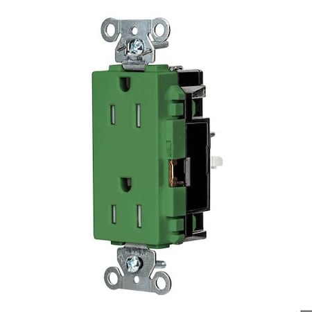 Hubbell Wiring Device-Kellems Straight Blade Receptacle, 5-15R, 15 A, 125V AC, 2 Pole, 3 Wire, Surface Mount, Grounded DR15STGNTR
