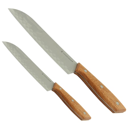 Gibson Home Seward 2 Piece Stainless Steel Santoku Knife Cutlery Set with Wood Handles 107194.02