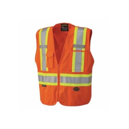Pioneer 6935AU/6936AU/6937AU HV Zip-Up Snap Break Away Safety Vest, 5X-Large, Orange 852-V1021150U-5XL