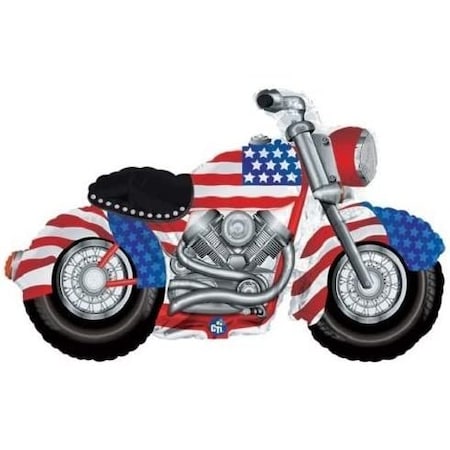 Loonballoon Motorcycle Hog Bike Red White Blue Patriotic Party Mylar Balloon B01FTXNMTS