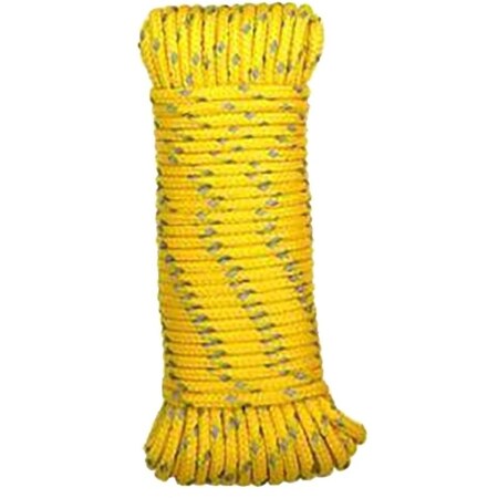 Baron Rope, 5/32 in Dia, 50 ft L, 35 lb Working Load, Polypropylene, Yellow 63515