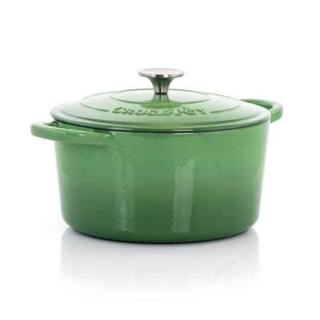 Crock-Pot Artisan 2 Piece 5 Quarts Enameled Cast Iron Dutch Oven in Pistachio Green 127802.02R