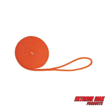 Extreme Max 3006.2439 BoatTector Double Braid Nylon Dock Line - 3/8" x 20', Neon Orange 3006.2439