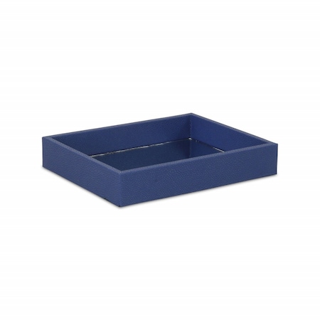 Homeroots 10in Navy Blue Rectangular Wood Handmade Tray 483297