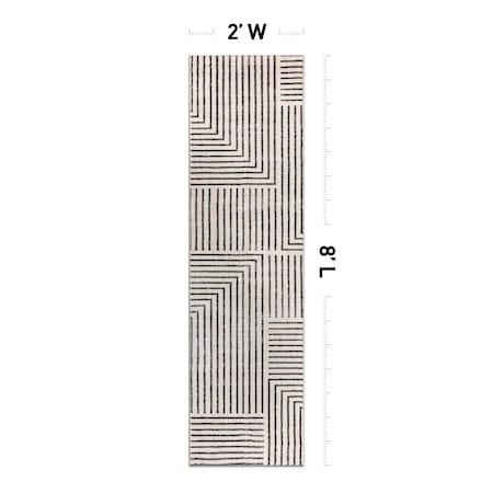 World Rug Gallery Distressed Bohemian Stripes Washable Non Slip Runner Rug 2 ft x 8 ft Beige WR76BEIGE2X8