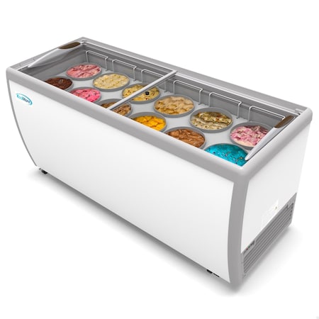 Koolmore 70 in. 12 Tub Ice Cream Dipping Cabinet Display Freezer with Sliding Glass Door, 20 cu. ft. KM-ICD-71SD
