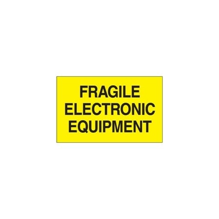 Bubblefast 3 x 5'' - ''Fragile Electronic Equipment'' Fluorescent Yellow Labels BFDL2441