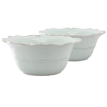 Modern Southern Home Capri 2 Piece 10 Inch Scalloped Stoneware Serving Bowl Set in Egg Blue 750120460M