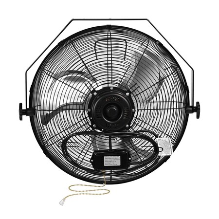 Edendirect 18 in. 3-Speed 4200 CFM Industrial Wall Mount Fan in Black, with Pull Chain, 180 Deg Tilt ZRHJ-18WFM