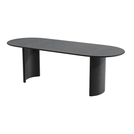 Homeroots 79" Black Solid Wood Double Pedestal Base Oval Dining Table 712130