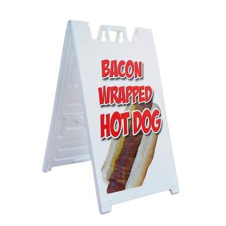 Signmission Bacon Wrapped Hot Dog, A-Frame & 2 Decals Installed, Heavy-Duty Plastic Frame SBHD-D-2436-Bacon Wrapped Hot Dog