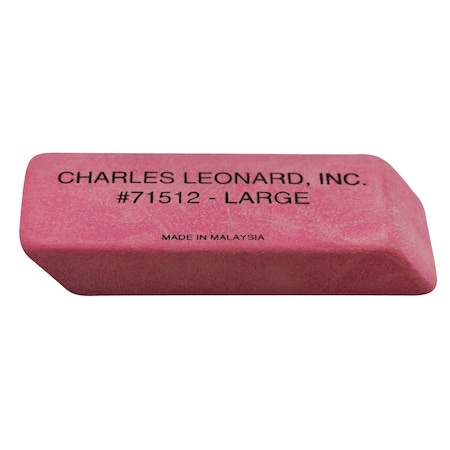 Charles Leonard Natural Rubber Pink Wedge Erasers, Large, Box of 12, 12PK 71512