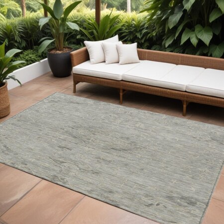 Homeroots 10' X 14' Pewter And Beige Floral Washable Indoor Outdoor Area Rug 604245