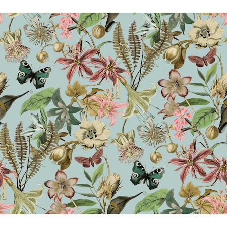 York Wallcoverings Butterfly House Sky Blue Wallpaper BL1725