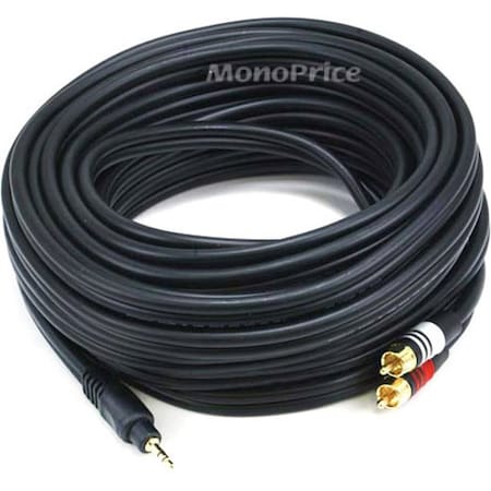 Monoprice 35ft Premium 3.5mm Stereo Male to 2RCA Male 22AWG Cable (Gold Plated) - Black 5602