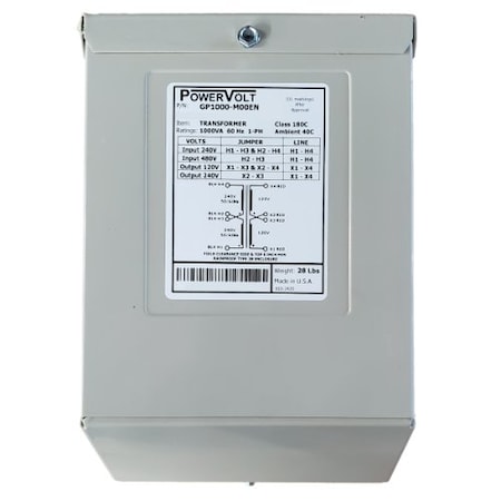 Powervolt Group Enclosed Control-500VA, 600V to 120/240V, 60Hz, Wall Mount, NEMA 3R weatherproof enclosure GP0500-D60EN-D
